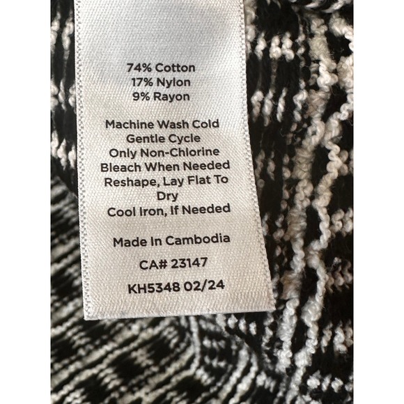 Talbots Womens Black‎ White Geometric Knit Sleeveless Button Front Dress Size L - Picture 8 of 12